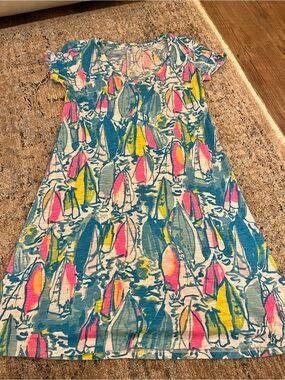 Lilly Pulitzer Blue Multi Sailboat-Print Casual Dress